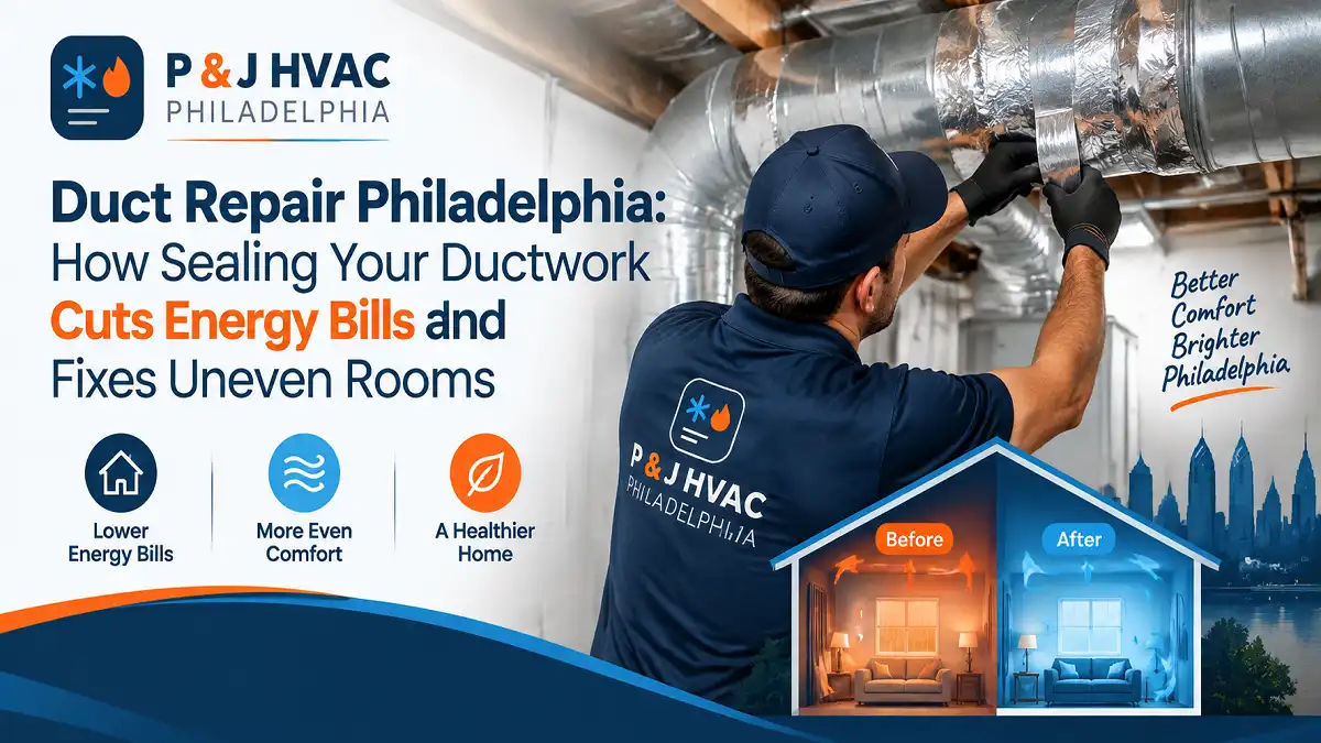 HVAC technician sealing ductwork for better home comfort and energy savings