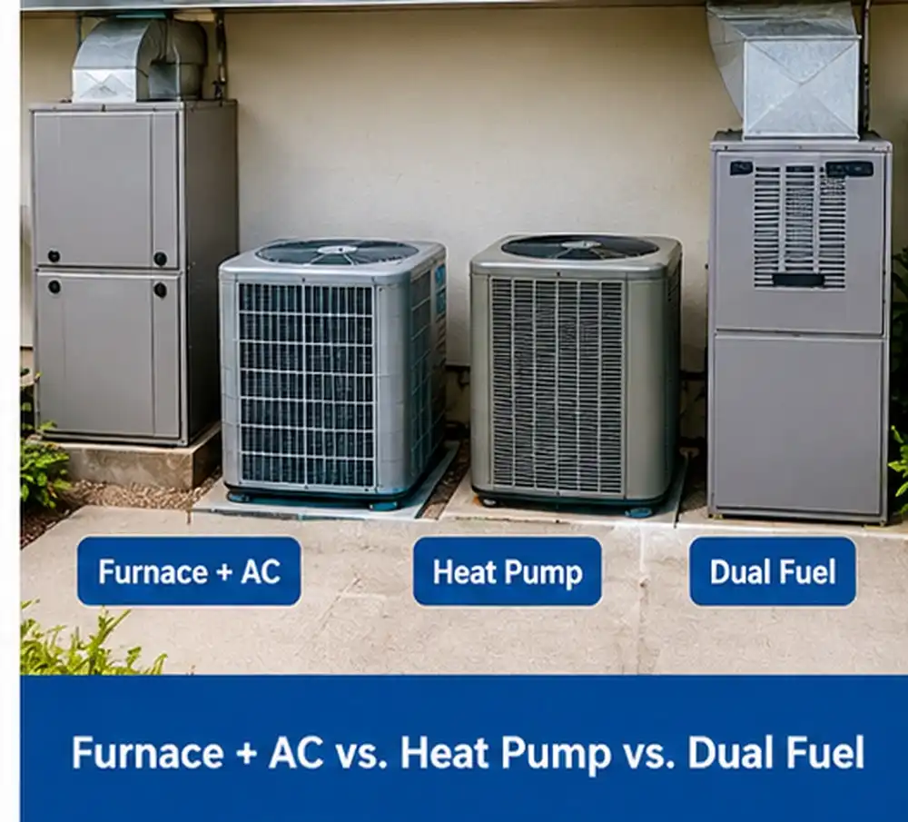 Furnace + AC vs. Heat Pump vs. Dual Fuel